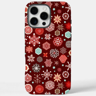 Snowflakes on Burgundy iPhone 16 Pro Max Case