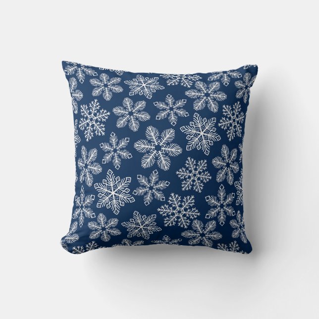 Snowflakes on dark blue cushion (Front)