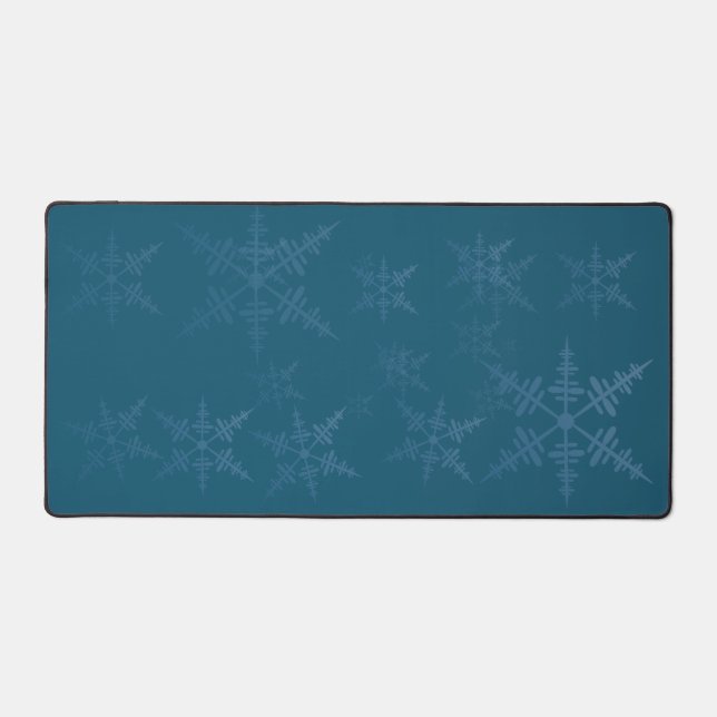 Snowflakes on Dark Blue Desk Mat (Front)