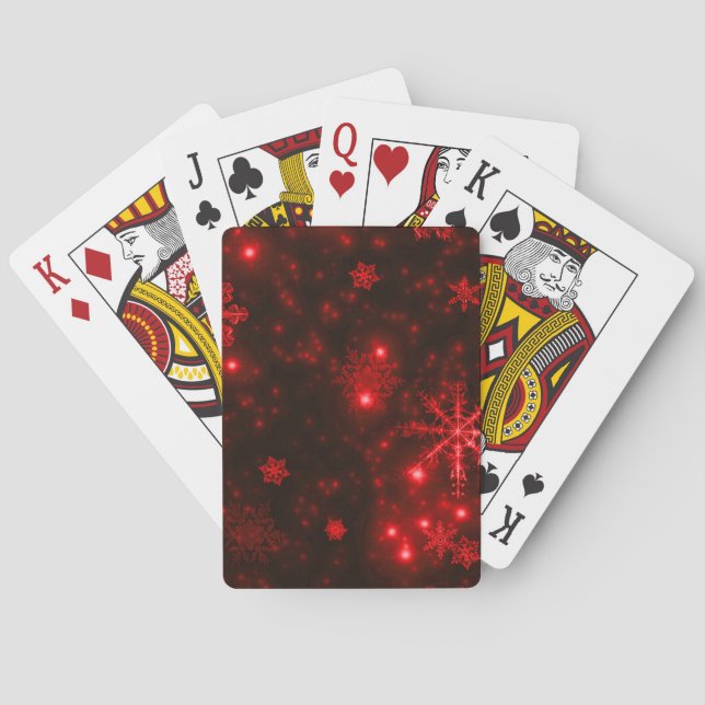 Snowflakes on Deep Red Background Playing Cards (Back)