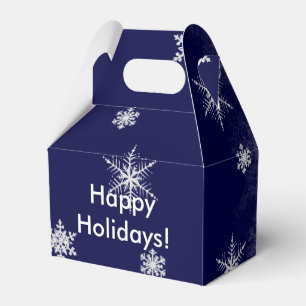 Snowflakes on Drk Blue Grunge 01-FAVOR BOX,gable Favour Box
