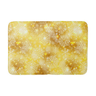 Snowflakes on golden bath mat