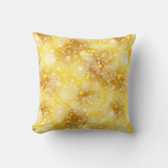 Snowflakes on golden cushion (Front)