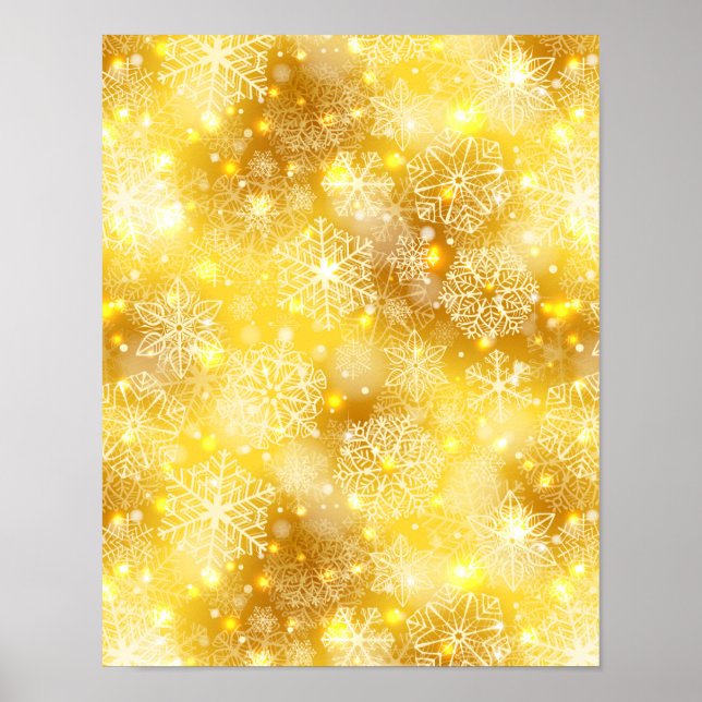 Snowflakes on golden poster (Front)
