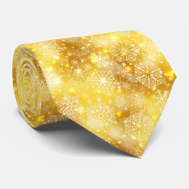 Snowflakes on golden tie (Rolled)