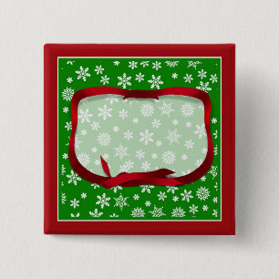 Snowflakes On Green Background 15 Cm Square Badge