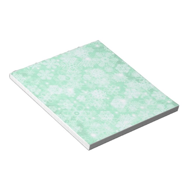 Snowflakes on Green Notepad (Angled)