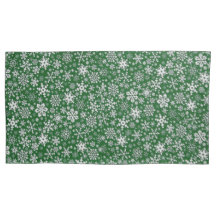 Snowflakes on Green Pillowcases, King Size