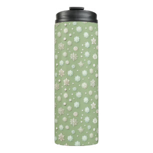 Snowflakes on Mint Thermal Tumbler