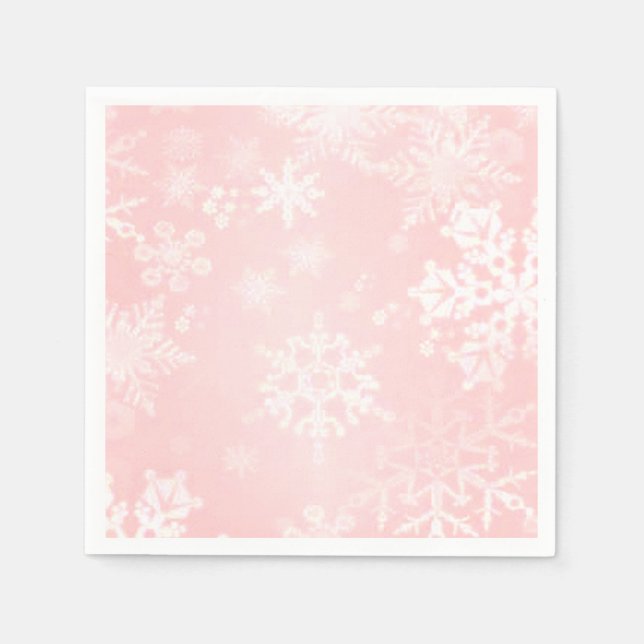 Snowflakes on Pink Paper Napkins (Front)
