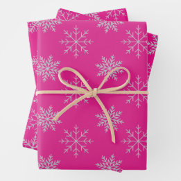 Snowflakes on Pink Wrapping Paper Sheet Set