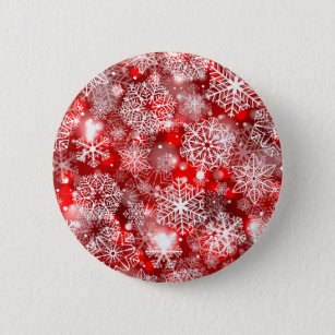Snowflakes on red 6 cm round badge
