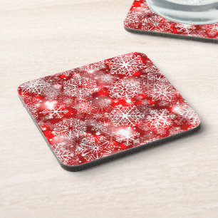 Snowflakes on red coaster
