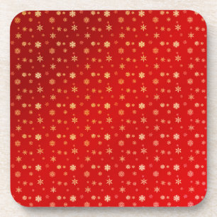 Snowflakes on red coaster