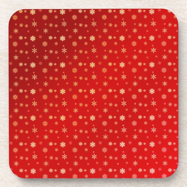Snowflakes on red coaster (Front)