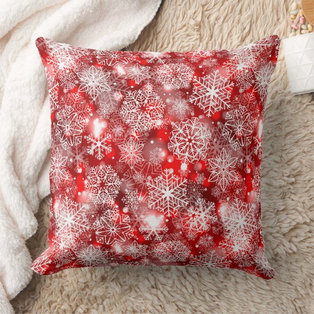 Snowflakes on red cushion (Blanket)