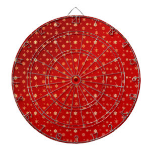 Snowflakes on red dartboard