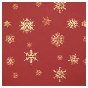Snowflakes on red fabric