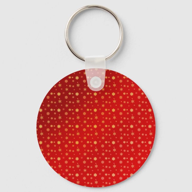 Snowflakes on red key ring (Front)