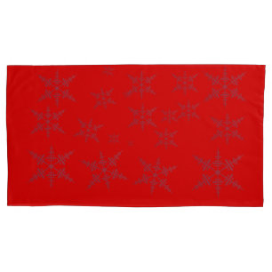 Snowflakes on Red Pillowcase