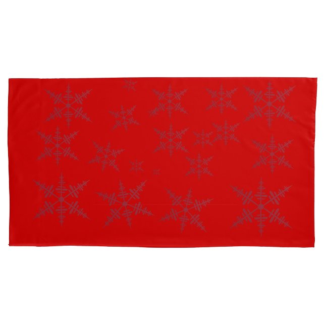 Snowflakes on Red Pillowcase (Front-Left)