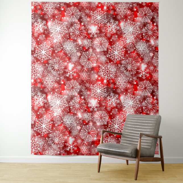Snowflakes on red tapestry (In Situ)