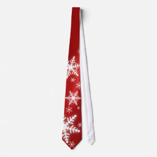 Snowflakes On Red tie
