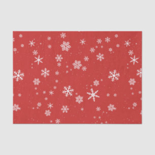 Snowflakes on Red Winter Christmas Holiday Tissue Paper