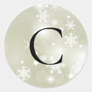 Snowflakes on Sage Classic Sticker Envelope Seal