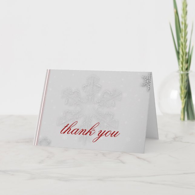 Snowflakes on Silver Thank You card (Front)