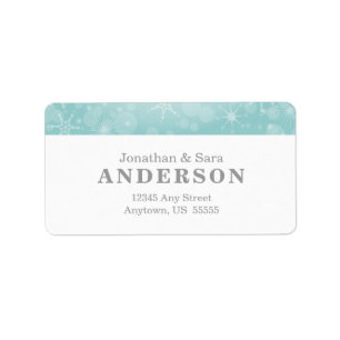 Snowflakes on Teal Label