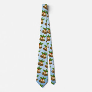 Snowflakes on Winter Sky and Christmas Bells Tie