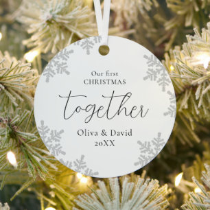Snowflakes Our First Christmas Together Script Metal Tree Decoration