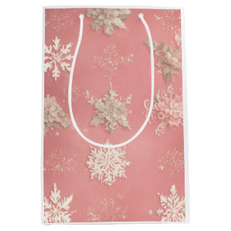 Snowflakes Pastel pink  Medium Gift Bag