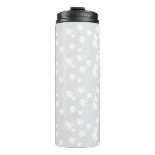 snowflakes pattern light grey white thermal tumbler