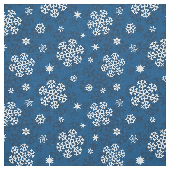 Snowflakes Pattern on Blue Fabric (Swatch)