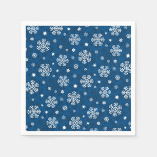 Snowflakes Pattern on Blue Napkin