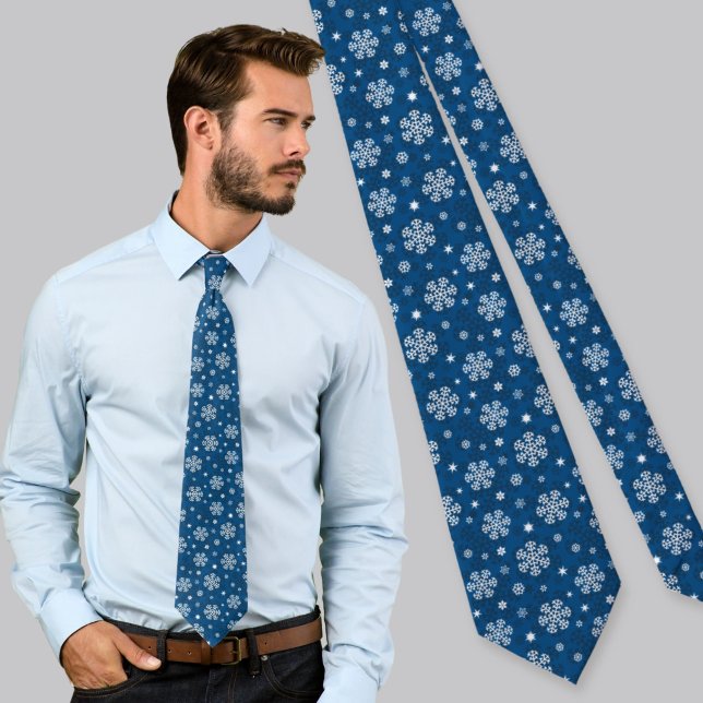 Snowflakes Pattern on Blue Tie (Creator Uploaded)