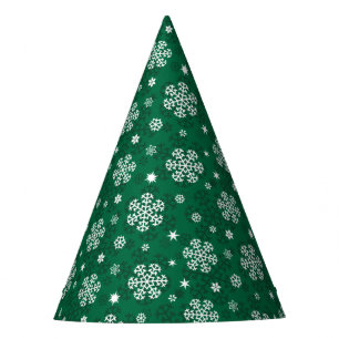 Snowflakes Pattern on Cadmium Green Party Hat