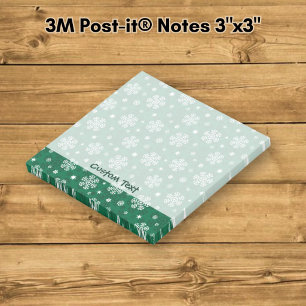 Snowflakes Pattern on Cadmium Green Post-it Notes