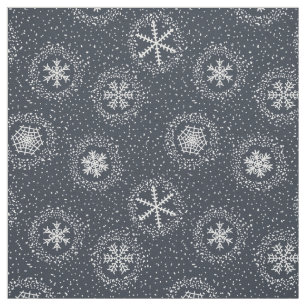 Snowflakes pattern on grey background fabric