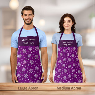 Snowflakes Pattern on Purple Apron