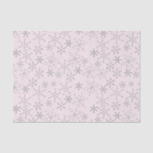 Snowflakes Pattern Pink and Silver Winter Holiday Tissue Paper