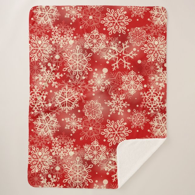 Snowflakes pattern sherpa blanket (Front)