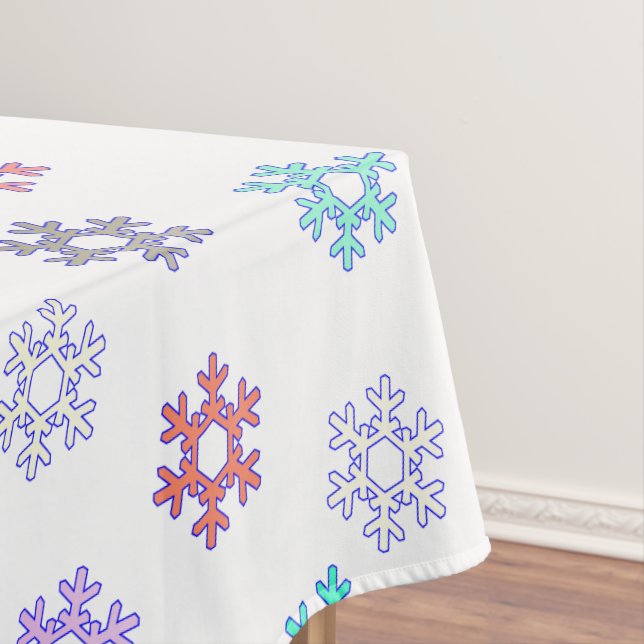 Snowflakes Pattern Snowy Holiday Festive Vibes Tablecloth (In Situ)