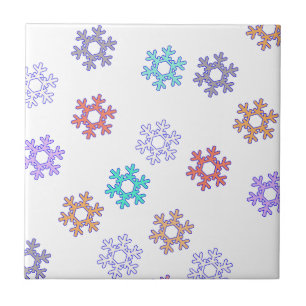Snowflakes Pattern Snowy Winter Feel Ceramic Tile