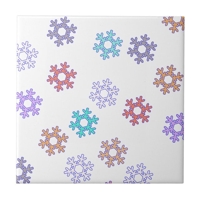 Snowflakes Pattern Snowy Winter Feel Ceramic Tile (Front)