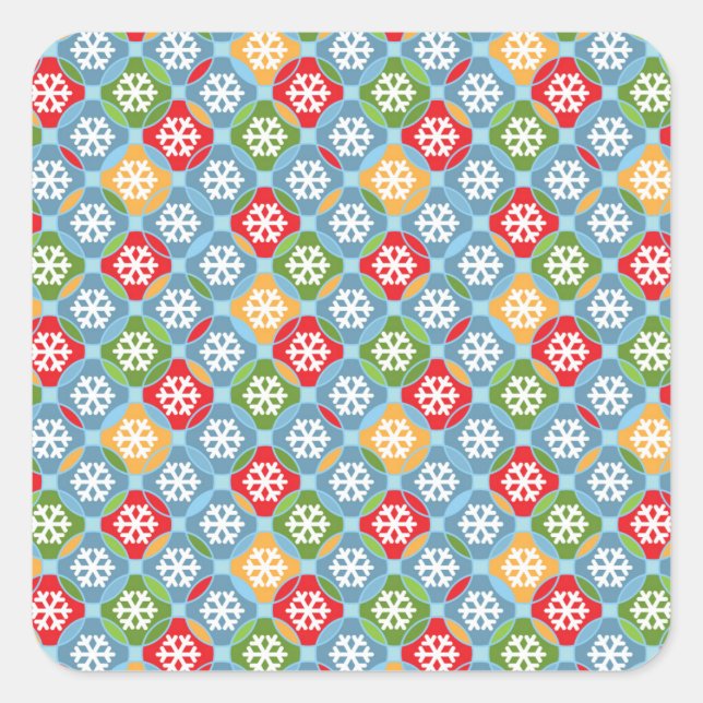 Snowflakes Pattern Square Stickers (Front)