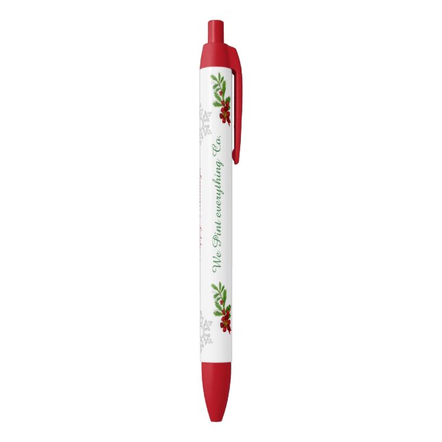 Snowflakes & Peppermint HOLIDAY Black Ink Pen (Bottom (Vertical))