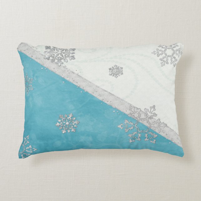 Snowflakes & Peppermint Holiday Decorative Cushion (Front)